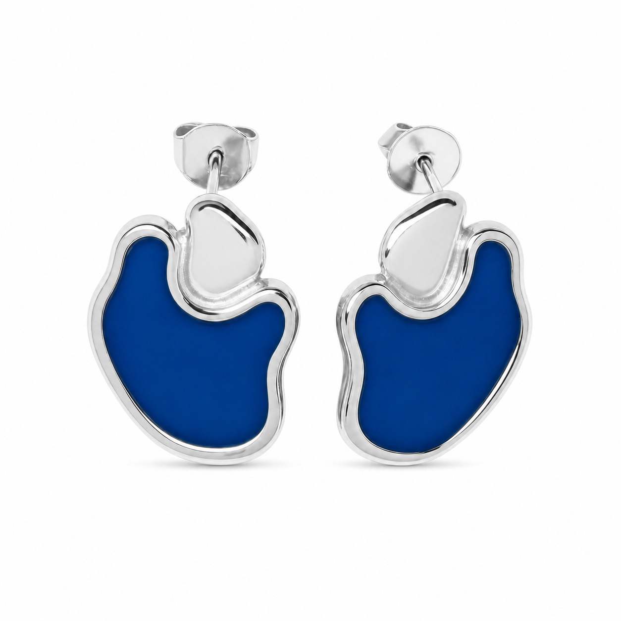 Irregularly Shaped Colored Enamel 925 Silver Earrings view 7