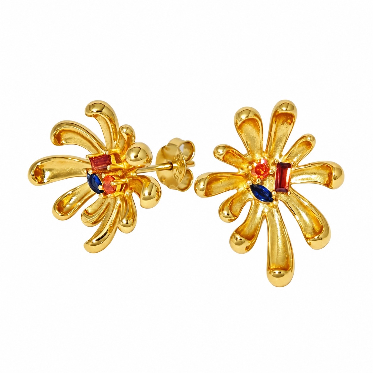 Blooming Flowers 3D Petal Amazing Crystals 925 Sterling Silver Earrings view 4