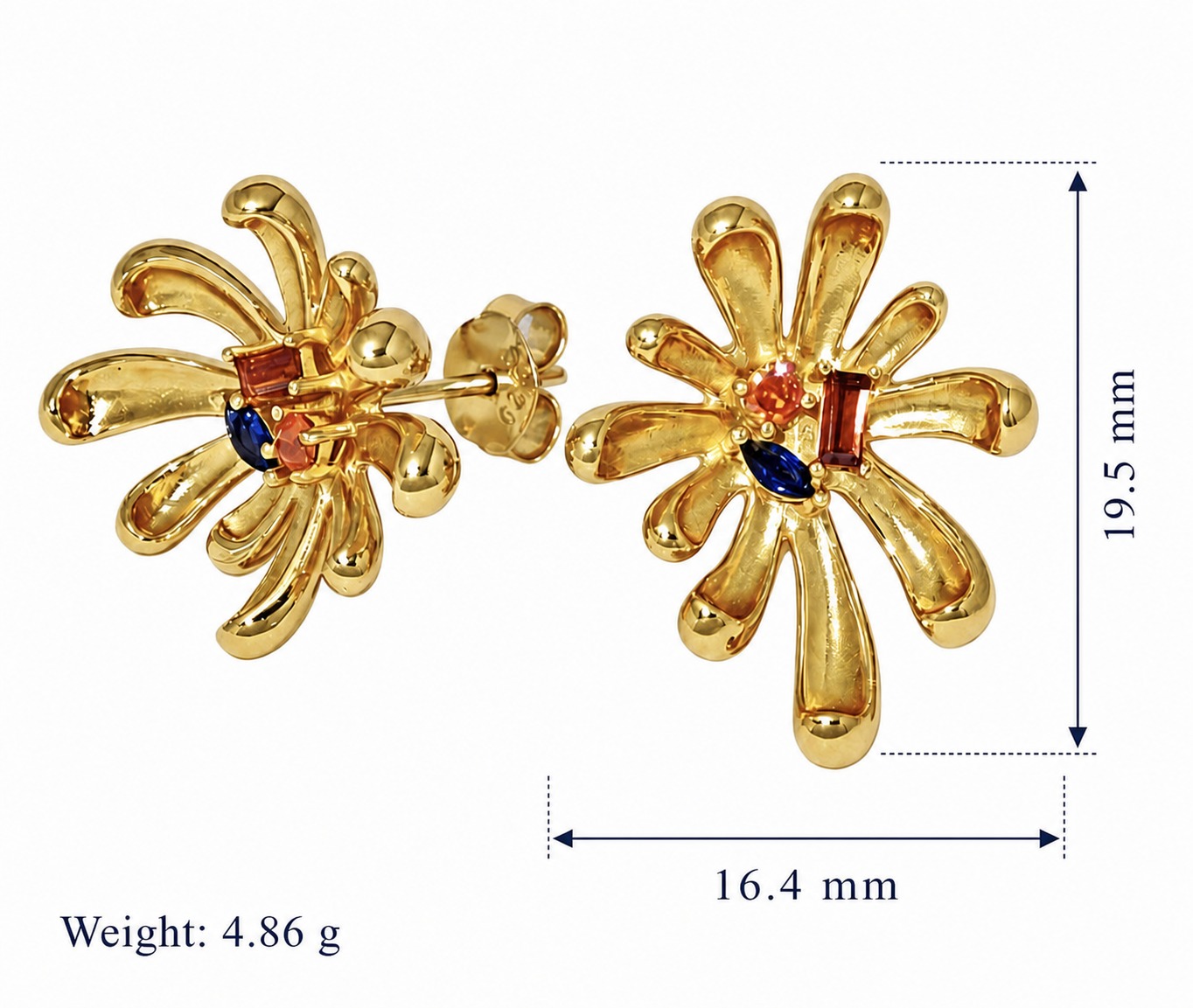 Blooming Flowers 3D Petal Amazing Crystals 925 Sterling Silver Earrings view 5