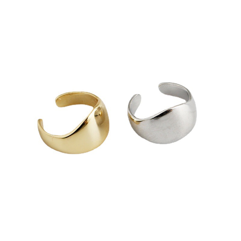 Minimalist U shaped Earring Set Openwork And Polished 925 Silver Ring