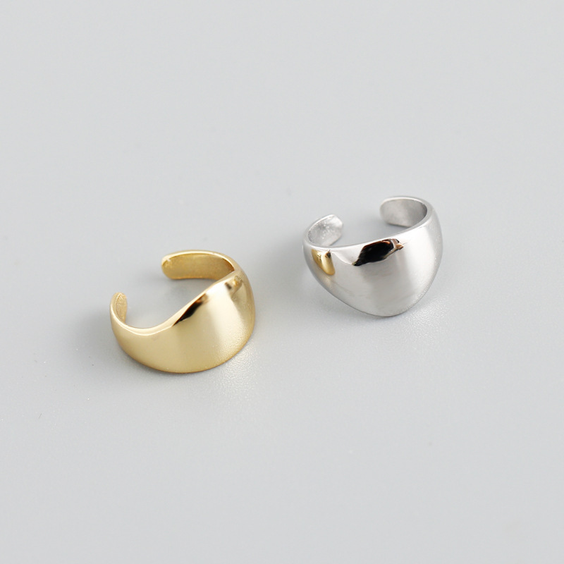 Minimalist U shaped Earring Set Openwork And Polished 925 Silver Ring view 2
