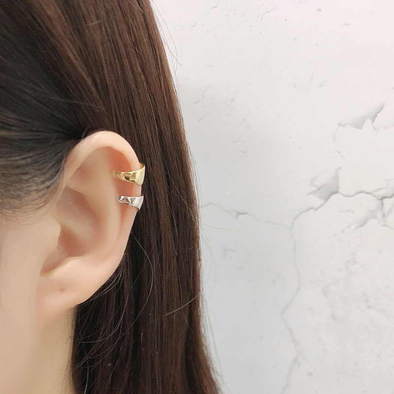 Minimalist U shaped Earring Set Openwork And Polished 925 Silver Ring view 3