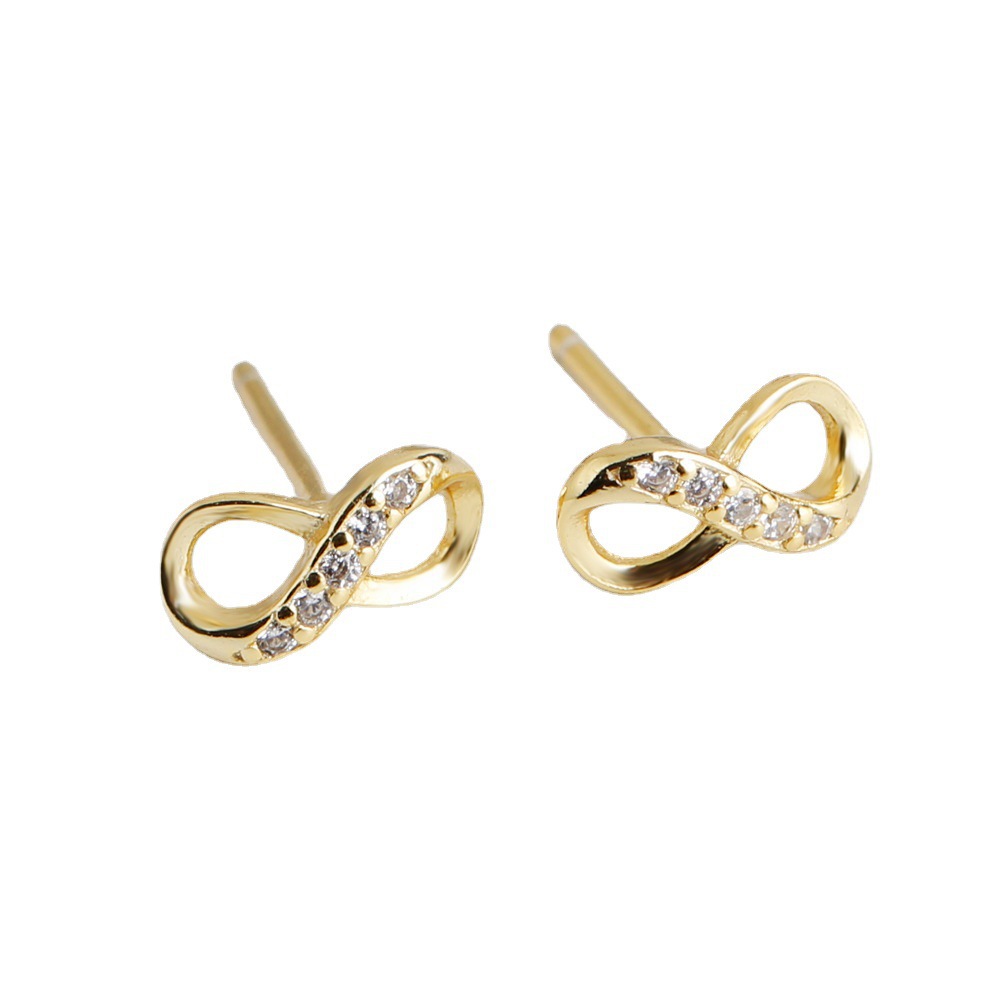 Infinity Symbol Amazing Crystals Earrings 925 Sterling Silver Stud Earrings
