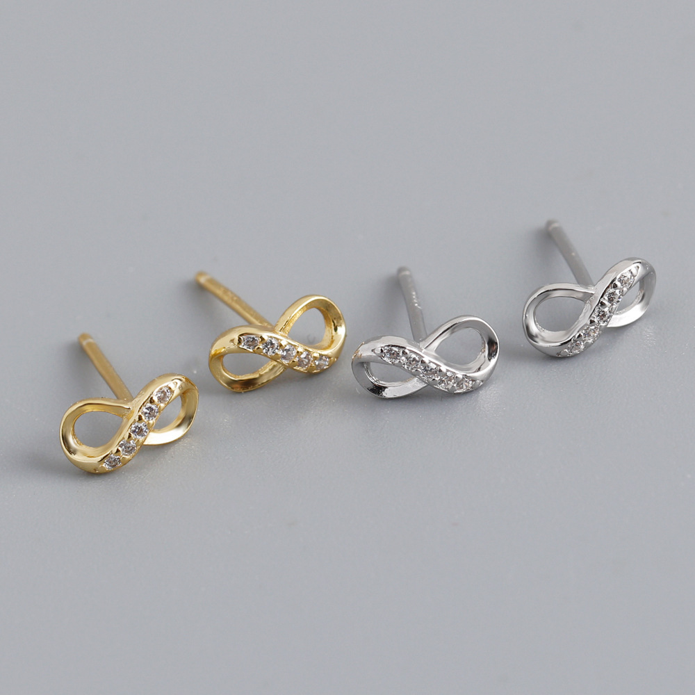 Infinity Symbol Amazing Crystals Earrings 925 Sterling Silver Stud Earrings view 2
