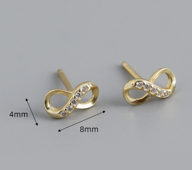 Infinity Symbol Amazing Crystals Earrings 925 Sterling Silver Stud Earrings view 3