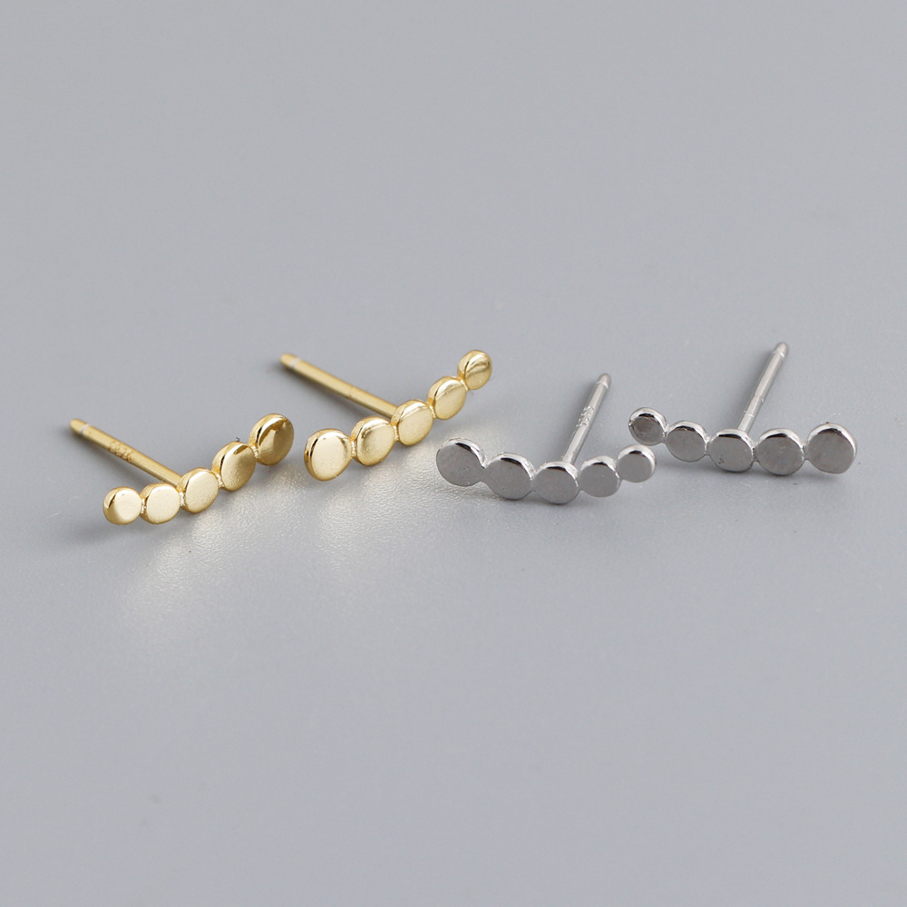 Minimalist Geometric Line and Dot Design 925 Sterling Silver Earrings view 2