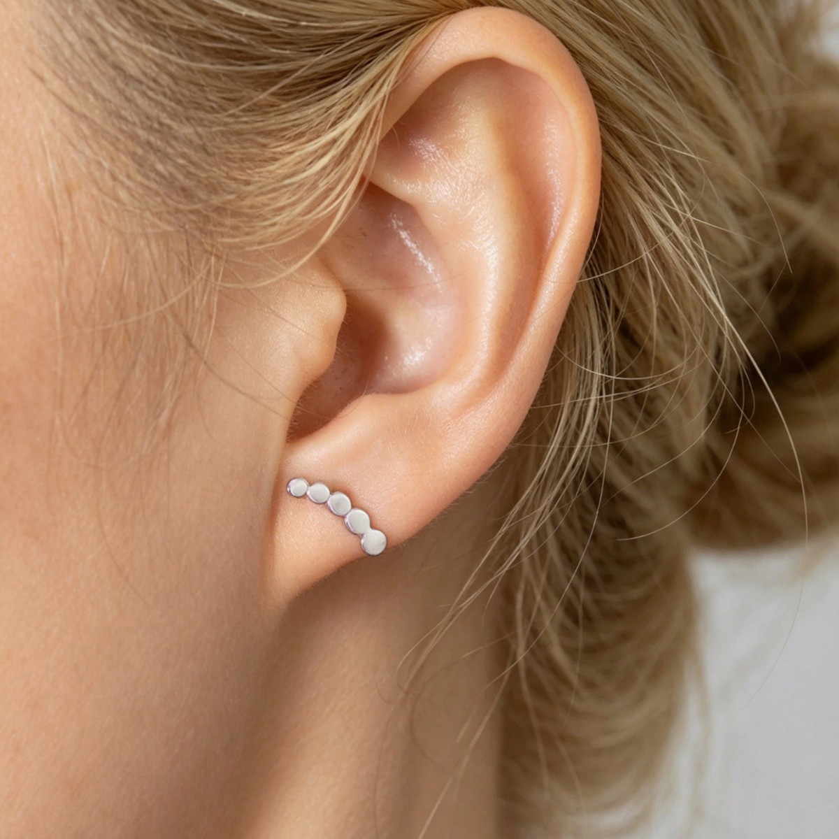 Minimalist Geometric Line and Dot Design 925 Sterling Silver Earrings view 4