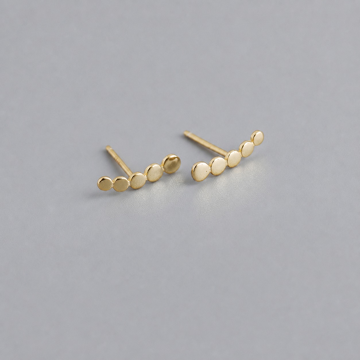Minimalist Geometric Line and Dot Design 925 Sterling Silver Earrings view 5