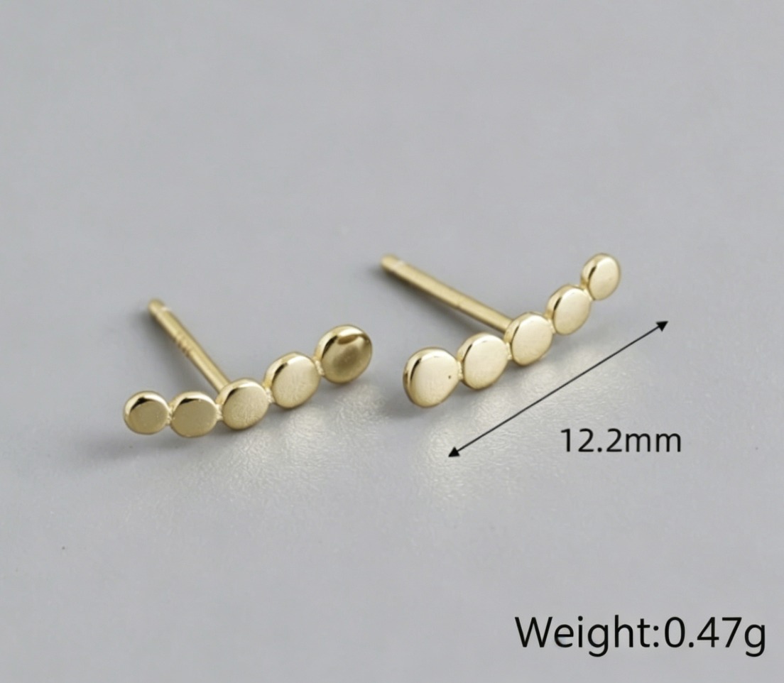 Minimalist Geometric Line and Dot Design 925 Sterling Silver Earrings view 6