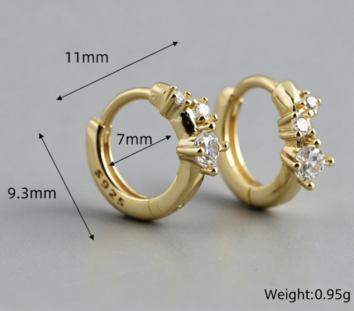 Geometric Round and Cube-Shaped Zirconia 925 Sterling Silver Earrings view 6