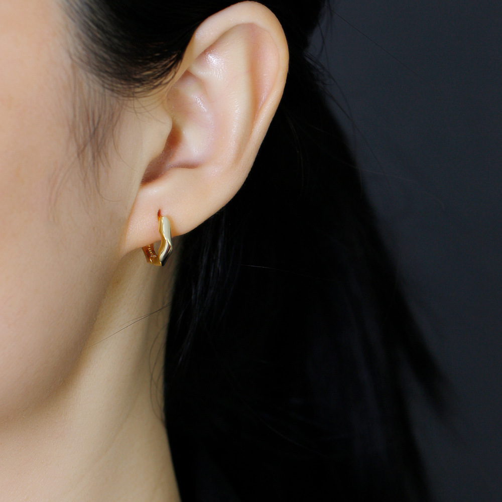 Twisted Geometric Hoop Earrings in 925 Sterling Silver Earrings view 3