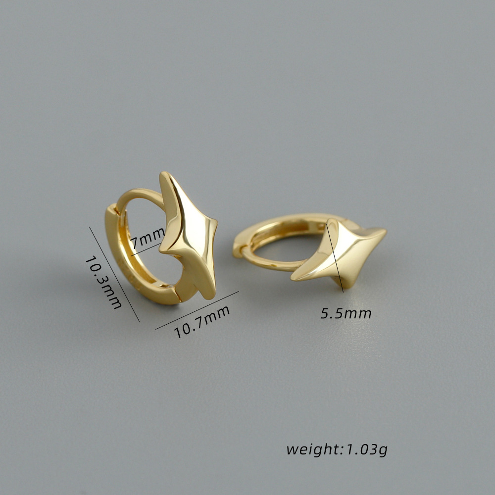 Four Pointed Star-Shaped Earrings 925 Sterling Silver Earrings view 5