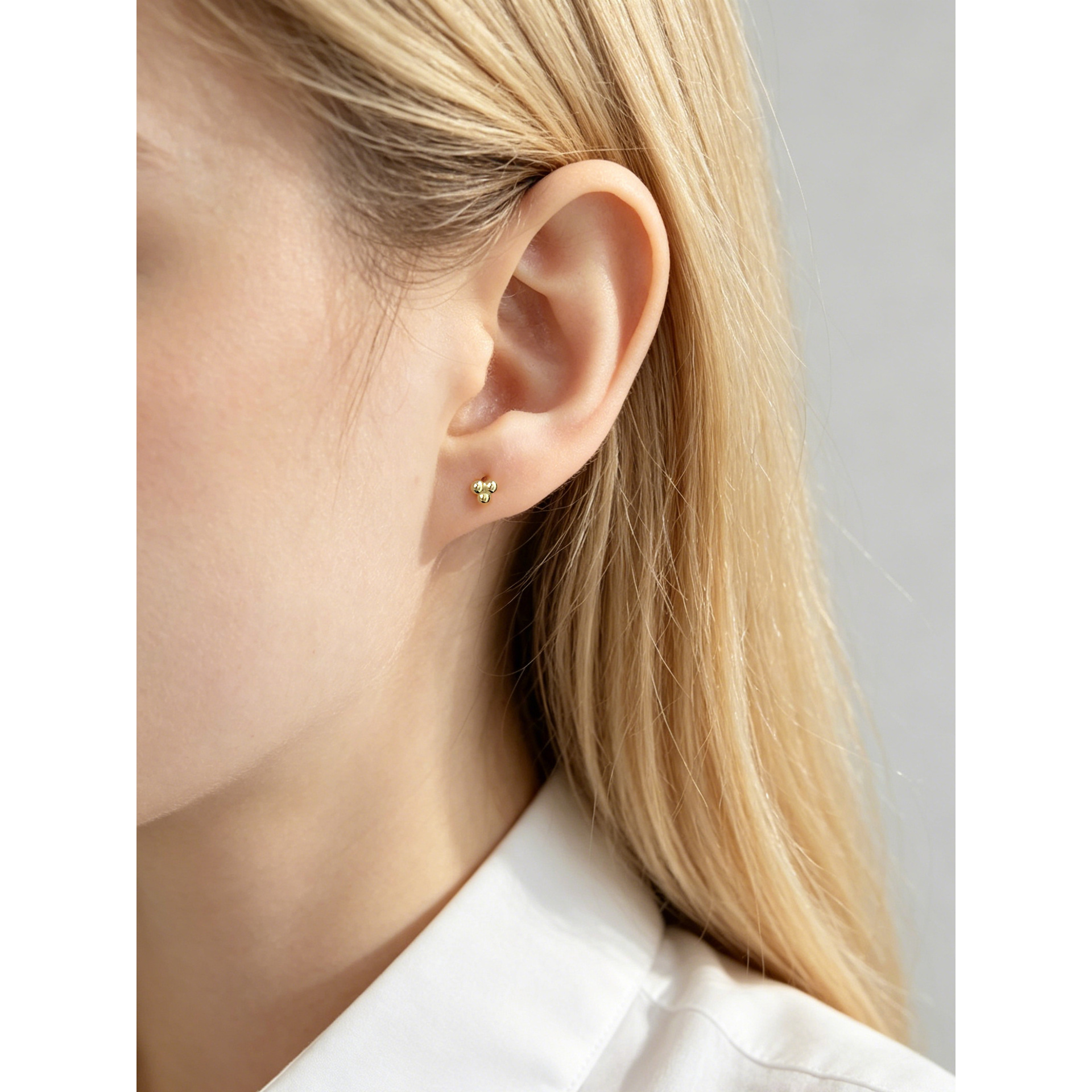 Geometric Design Featuring Three Beads 925 Sterling Silver Earrings view 3