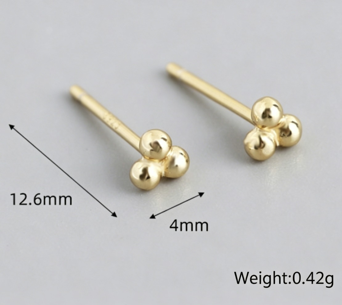 Geometric Design Featuring Three Beads 925 Sterling Silver Earrings view 5