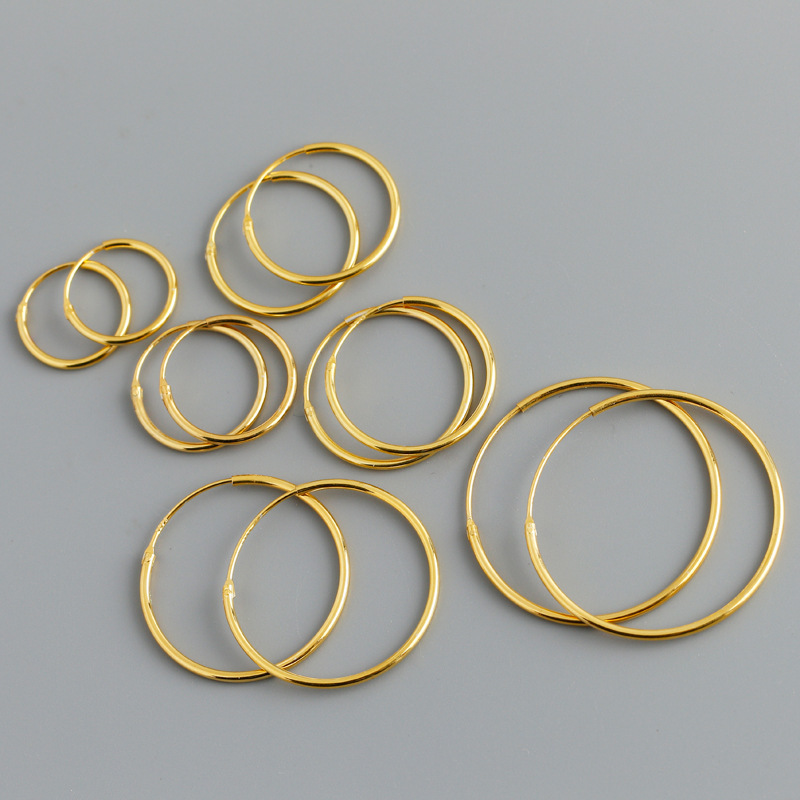 Minimalist Geometric Circle S925 Sterling Silver Polished Earrings view 2