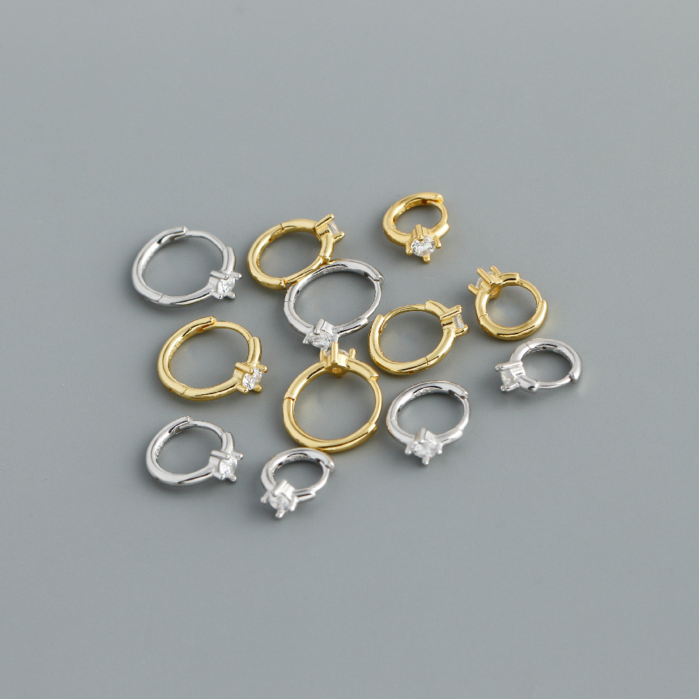 Geometric Circular Amazing Crystals 925 Sterling Silver Earrings view 5