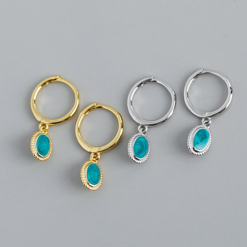 Lake Amber Exquisite Green Oval Epoxy Resin 925 Sterling Silver Dangle Earrings view 2