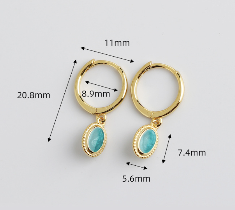 Lake Amber Exquisite Green Oval Epoxy Resin 925 Sterling Silver Dangle Earrings view 6