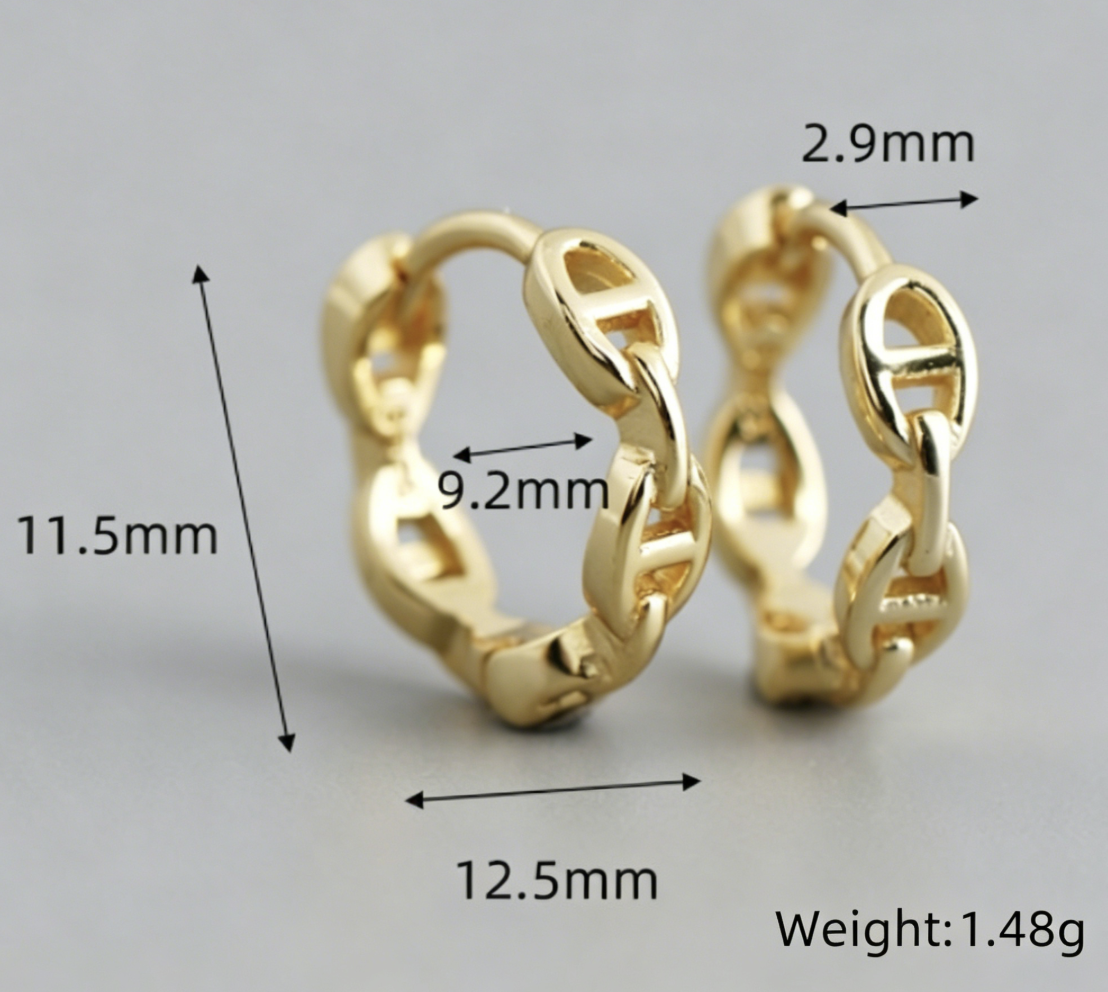 Geometric Chain Link 925 Sterling Silver Earrings view 5