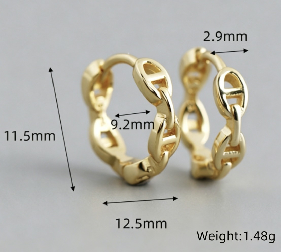 Geometric Chain Link 925 Sterling Silver Earrings view 6