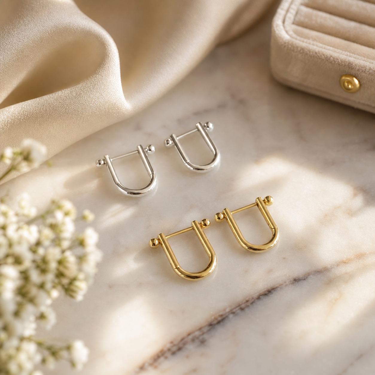 U Shape Geometric 925 Sterling Silver Minimalist Korean Style Fashionable Earrings view 6
