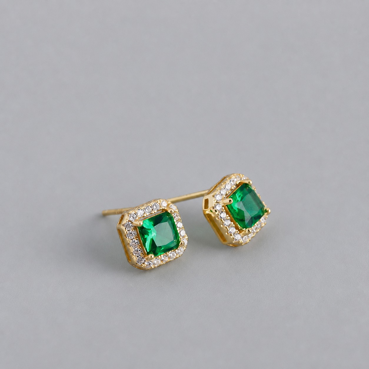 Geometric Square Zirconia 925 Sterling Silver Stud Earrings view 5