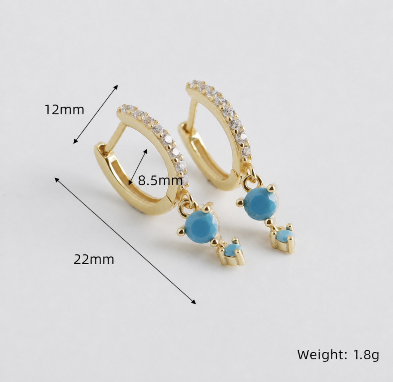 Round Geometric Colorful Zirconia 925 Sterling Silver Hoop Earrings view 5