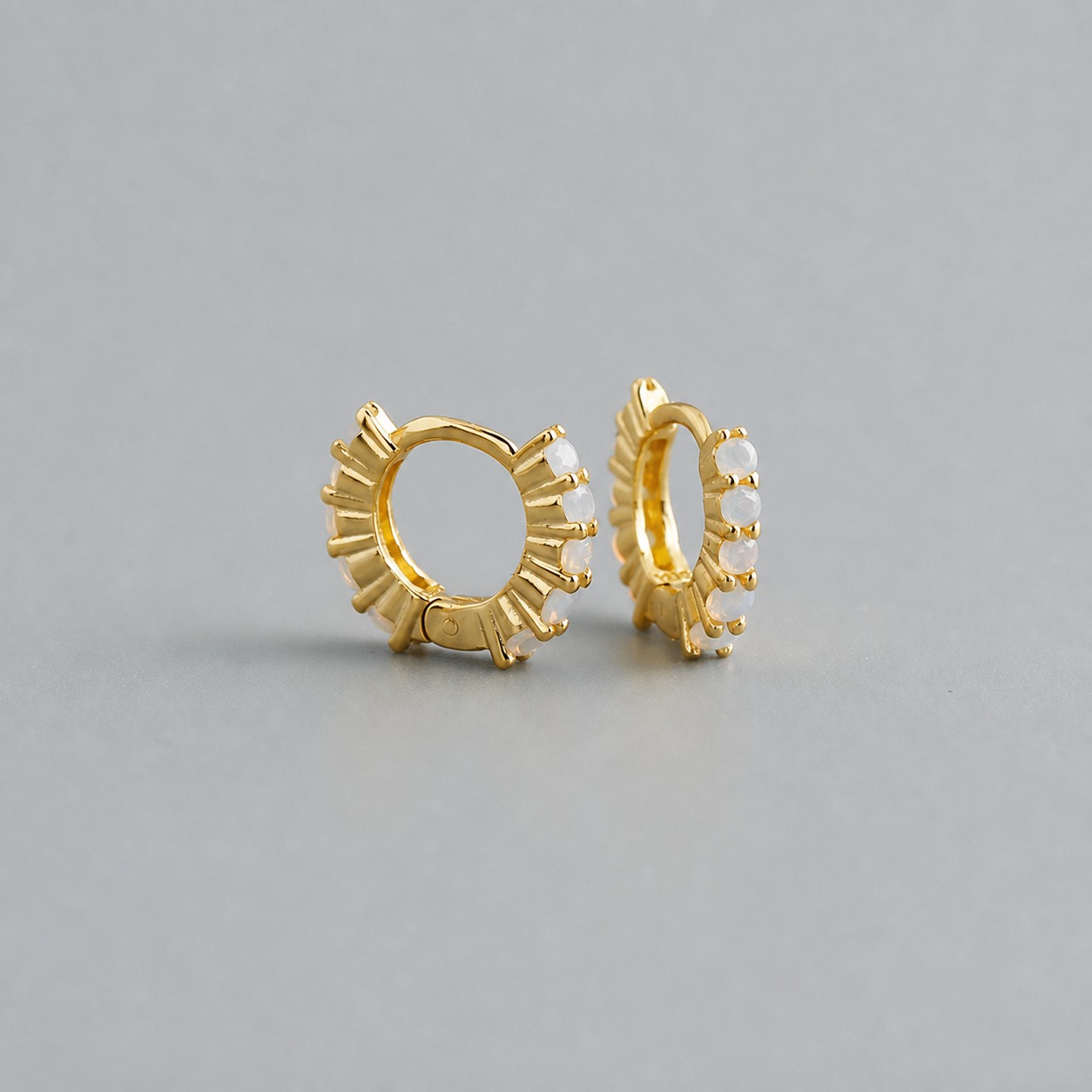 Circular Geometric Opal Amazing Crystals 925 Sterling Silver Earrings view 3