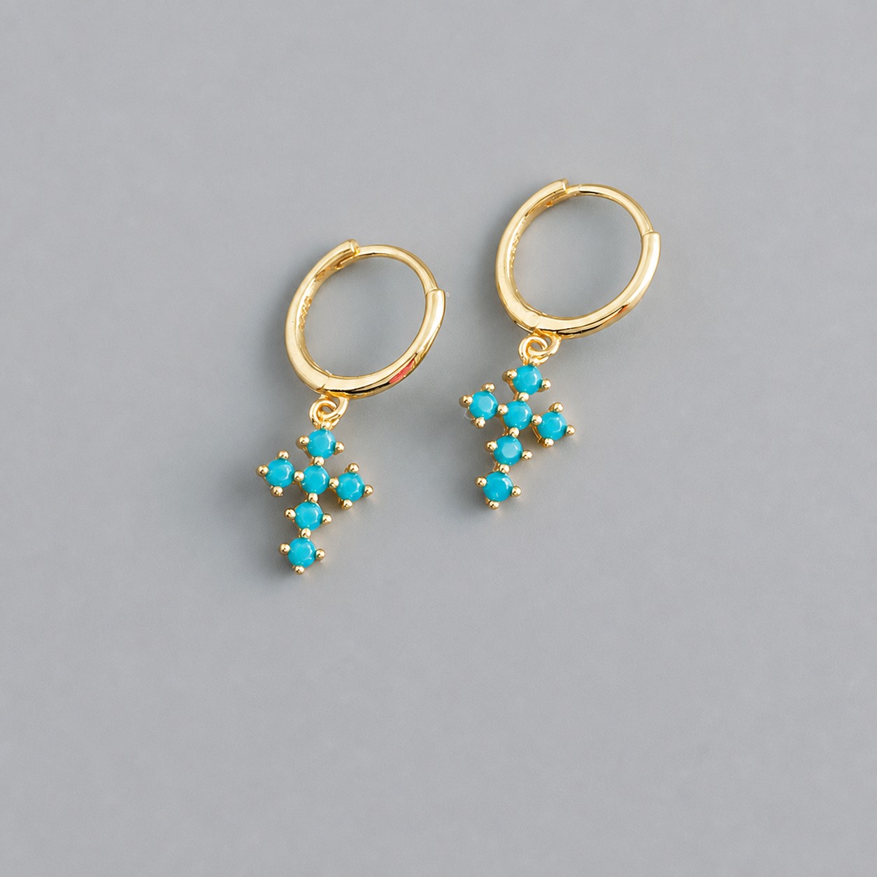 Cross shaped Geometric Amazing Crystals 925 Sterling Silver Earrings view 5