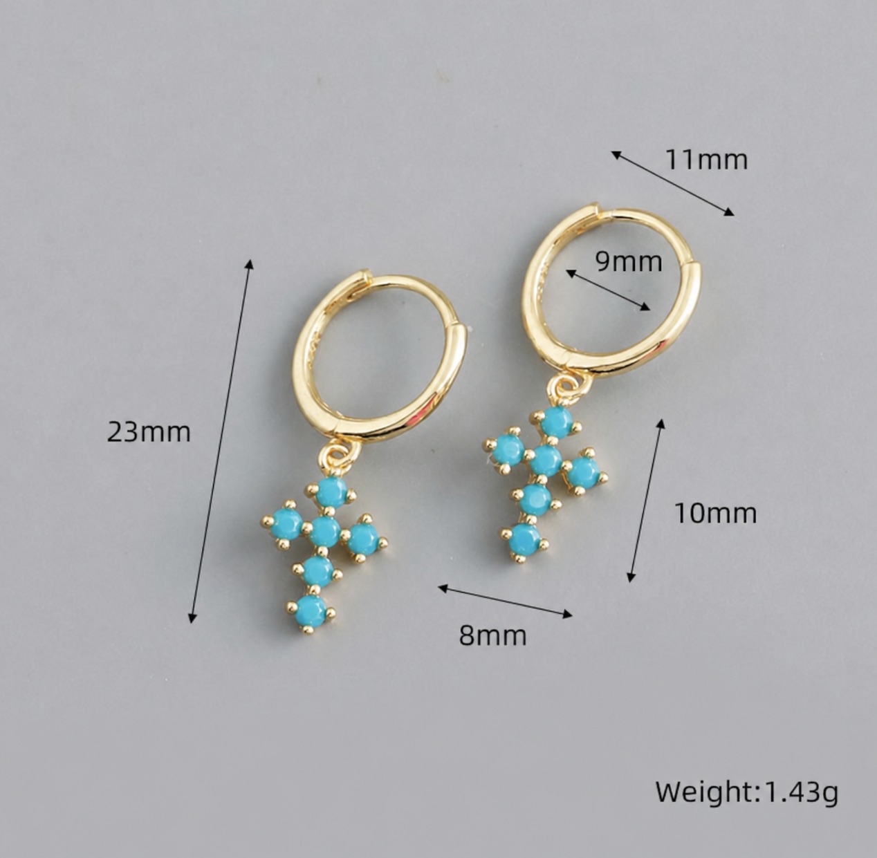 Cross shaped Geometric Amazing Crystals 925 Sterling Silver Earrings view 6