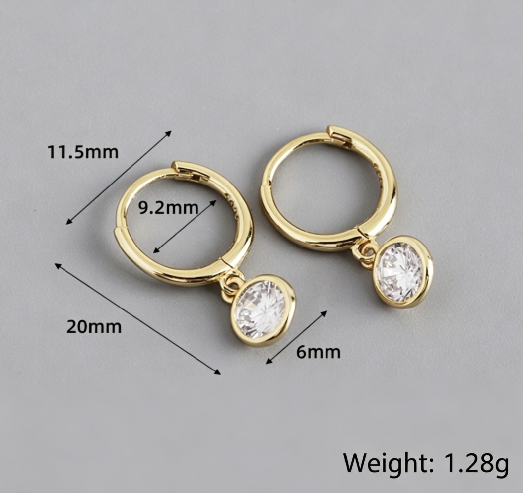 Geometric Round and Amazing Crystals 925 Sterling Silver Earrings view 4