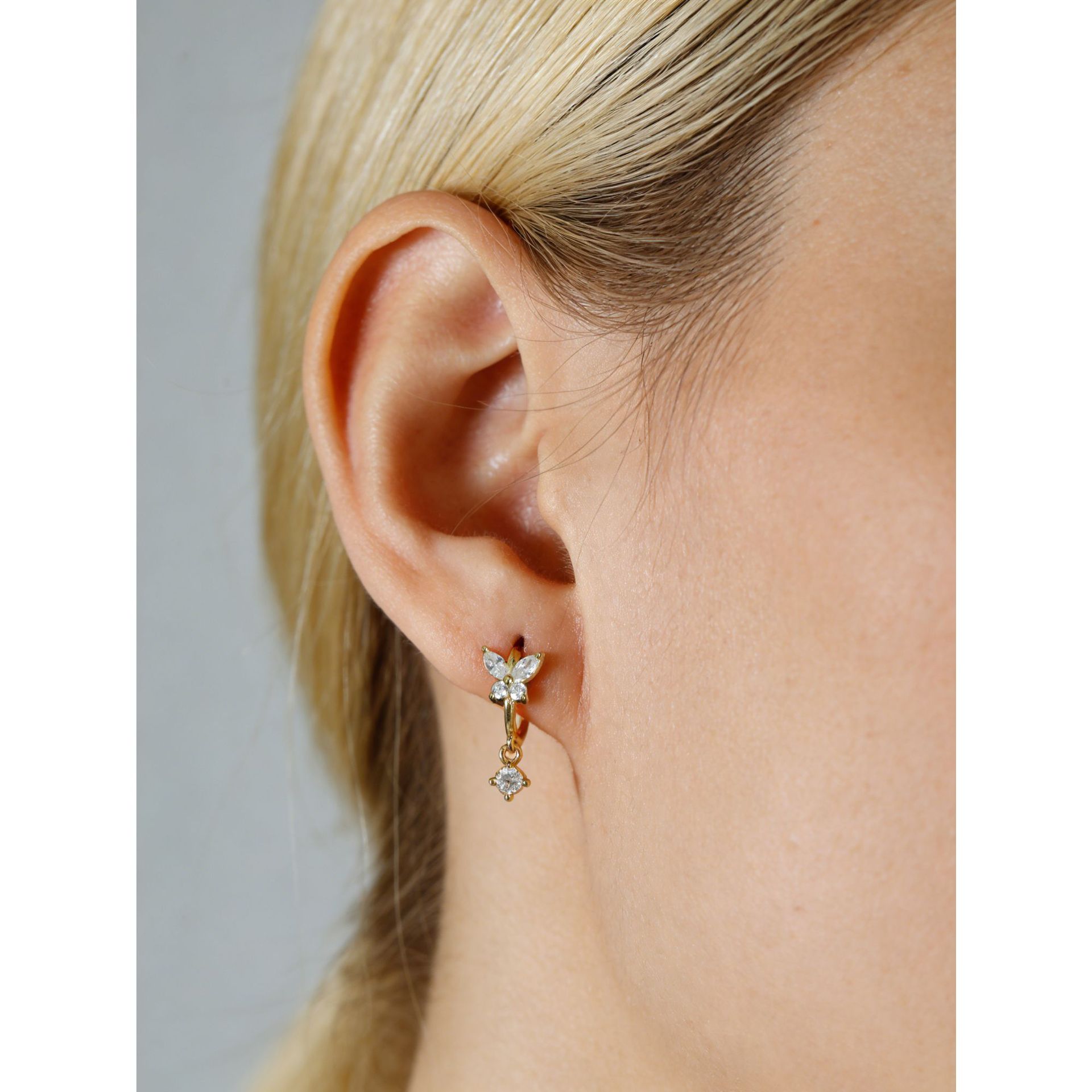 Butterfly Teardrop-Shaped Amazing Crystals 925 Sterling Silver Earrings view 3