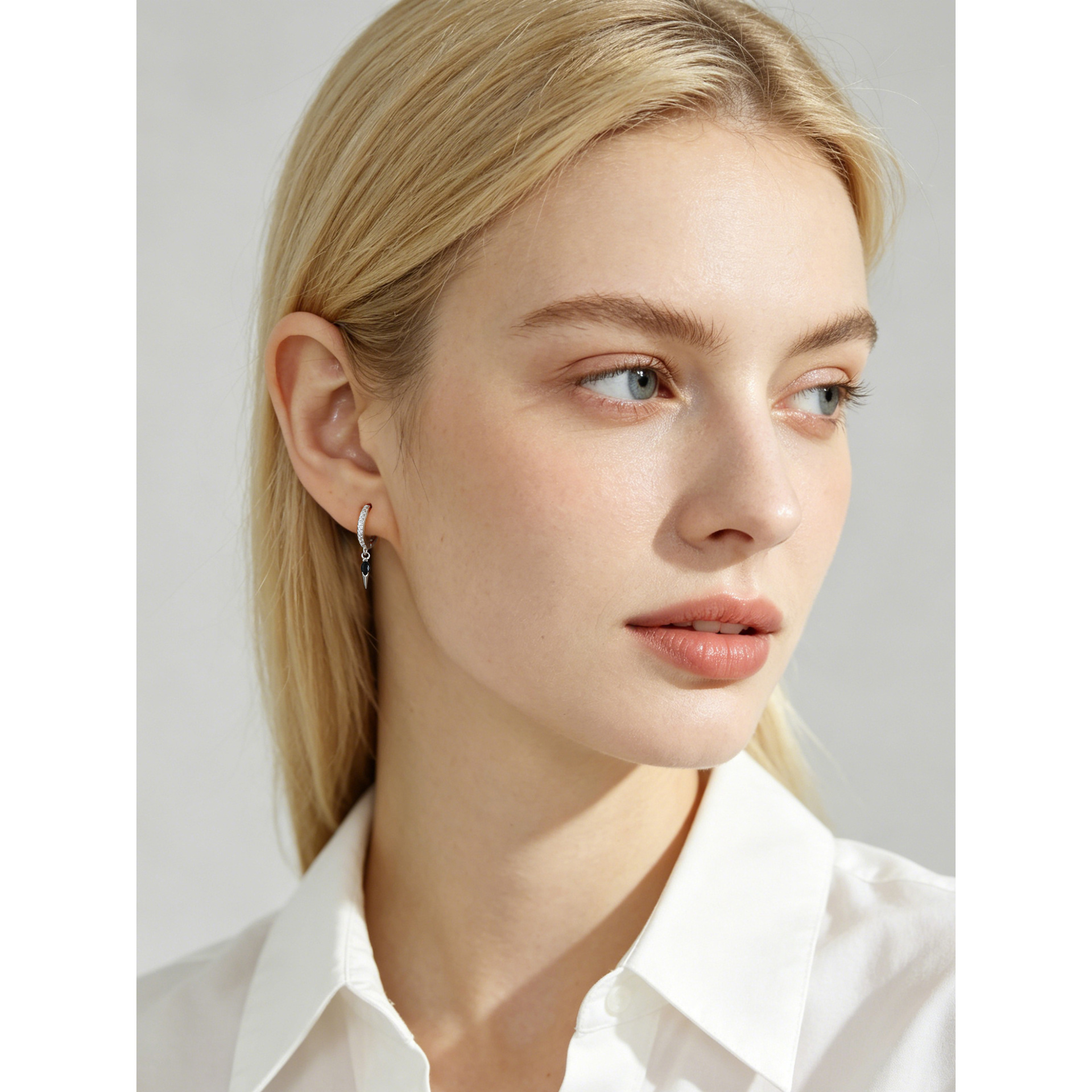 Geometric Style Amazing Crystals Marquise-Cut Spiked Pendant with 925 Sterling Silver Earrings view 3