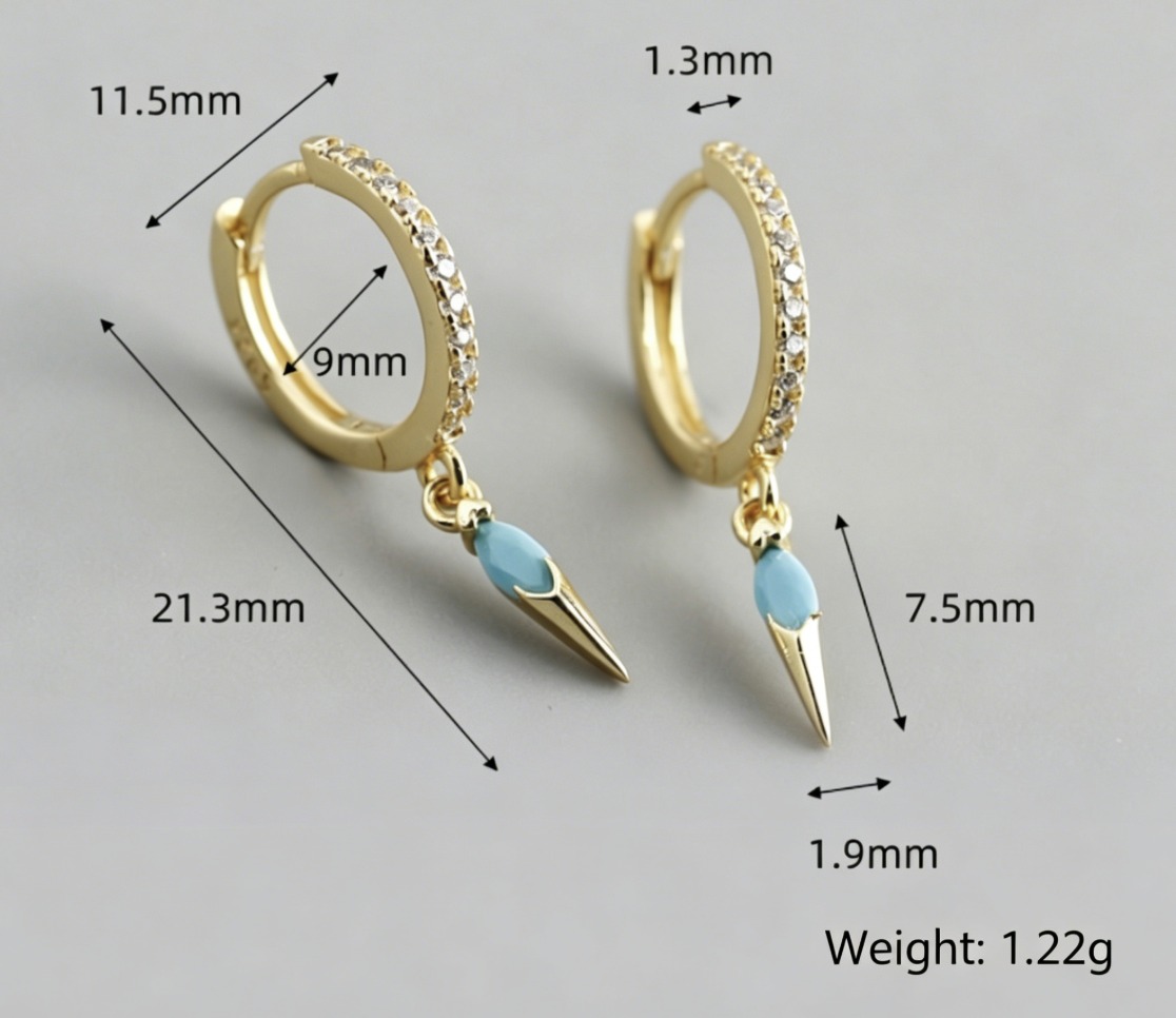 Geometric Style Amazing Crystals Marquise-Cut Spiked Pendant with 925 Sterling Silver Earrings view 4