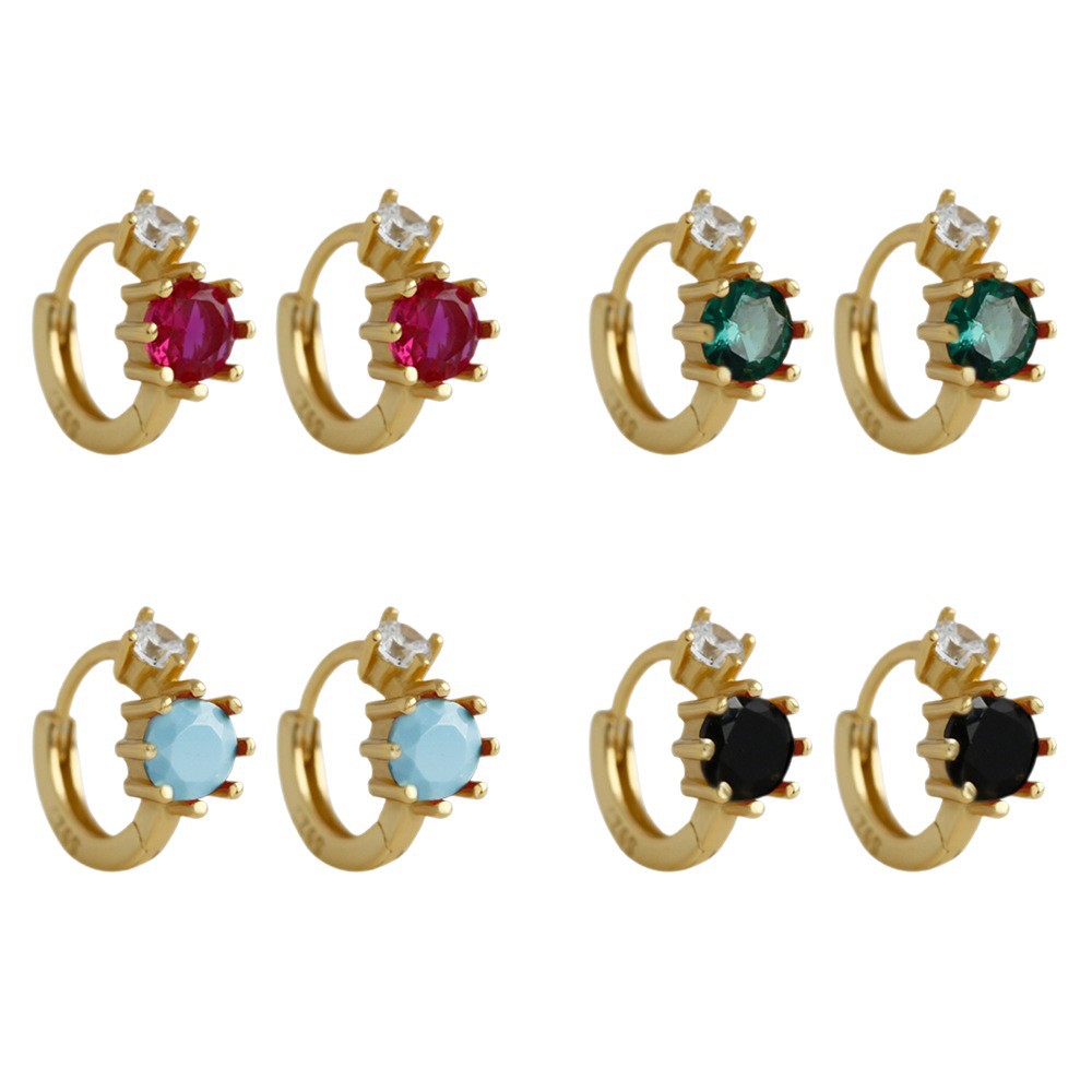 Geometric Circle Design Colorful Circle and Teardrop Shapes 925 Sterling Silver and Amazing Crystals Earrings view 5