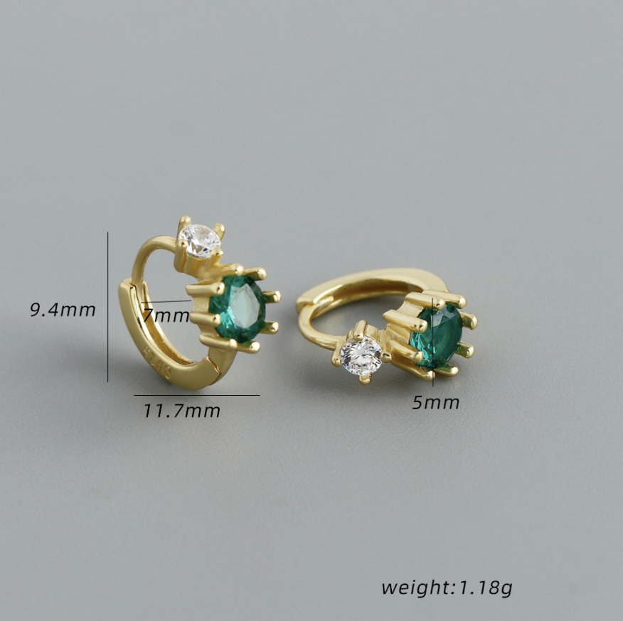 Geometric Circle Design Colorful Circle and Teardrop Shapes 925 Sterling Silver and Amazing Crystals Earrings view 6