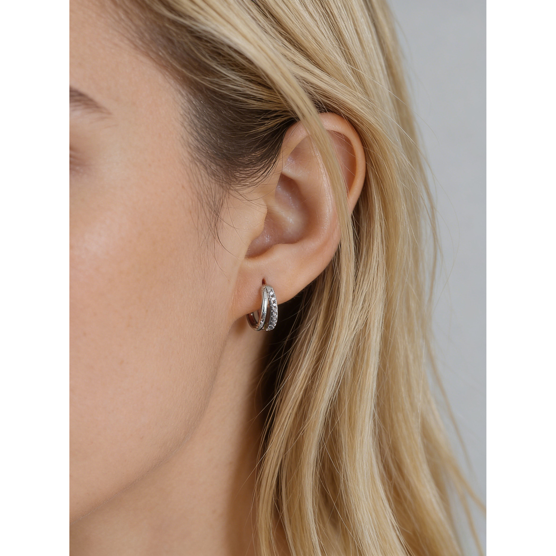 Double Circle Geometric Amazing Crystals Affordable Luxury Versatile 925 Sterling Silver Earrings view 4