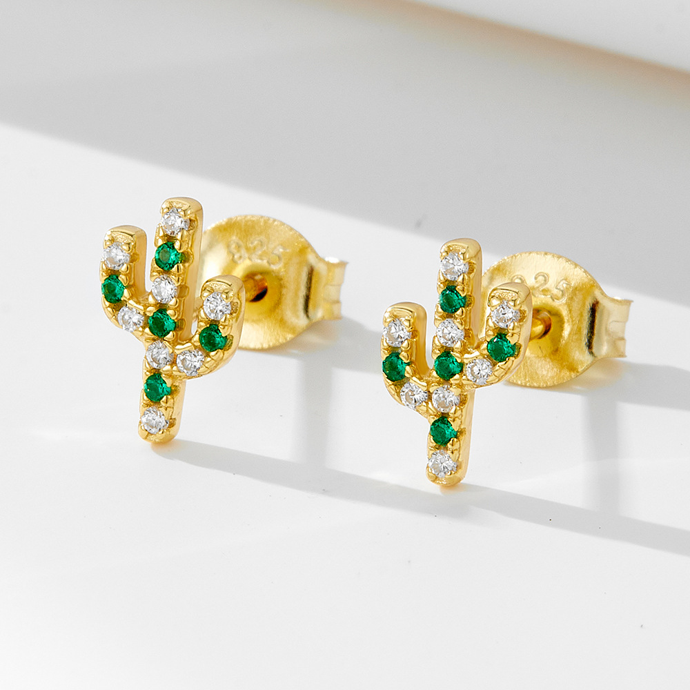 Cactus Amazing Crystals green and transparent gemstone 925 sterling silver Earrings view 2
