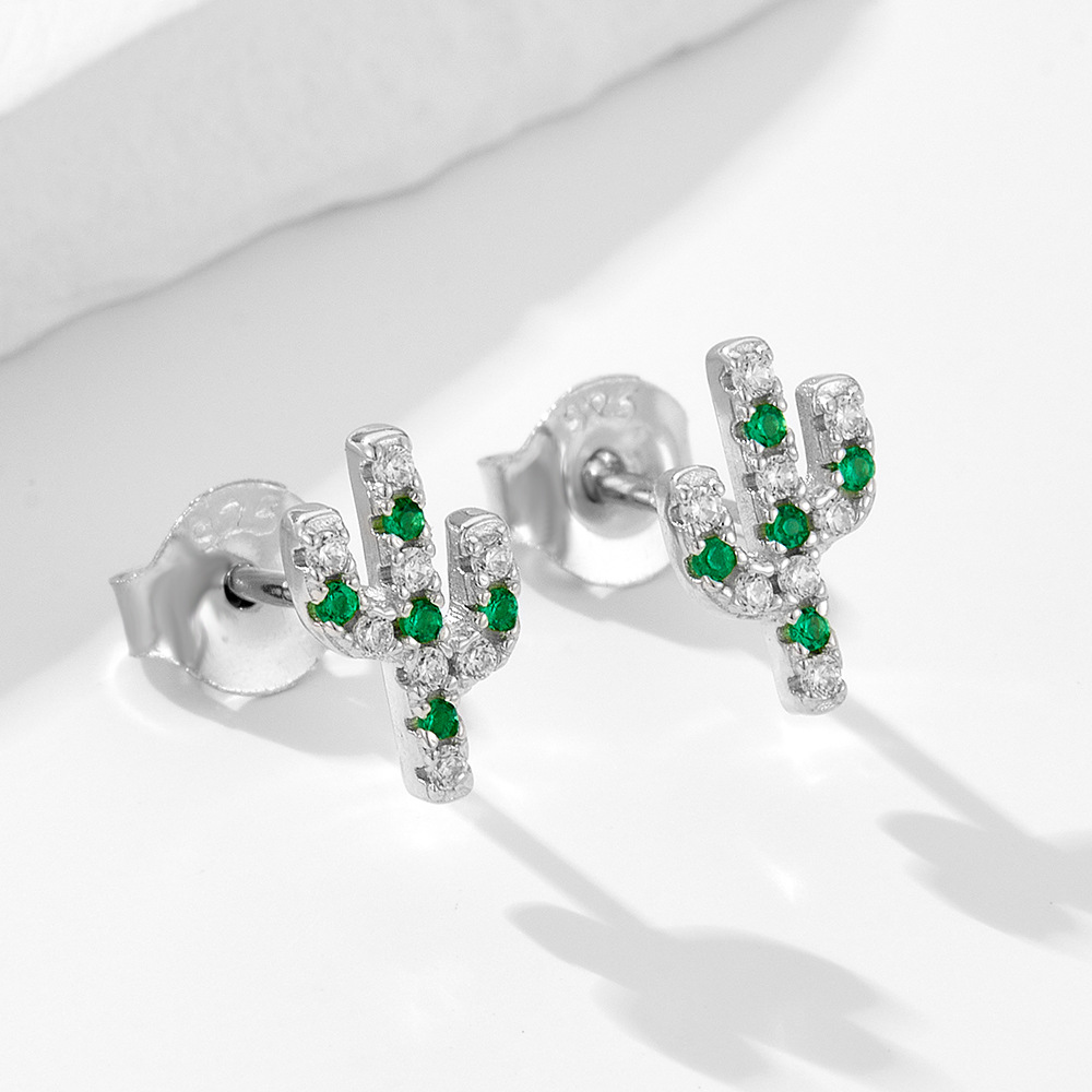Cactus Amazing Crystals green and transparent gemstone 925 sterling silver Earrings view 3