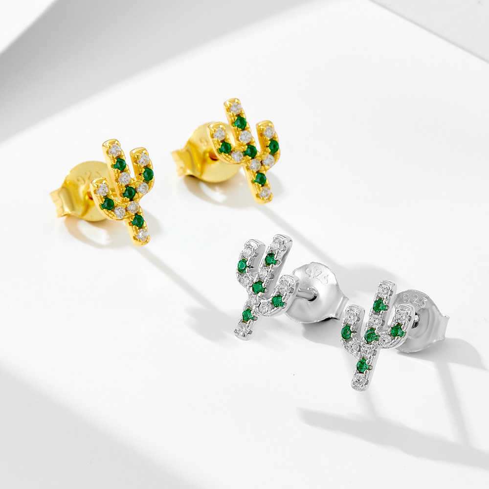 Cactus Amazing Crystals green and transparent gemstone 925 sterling silver Earrings view 4