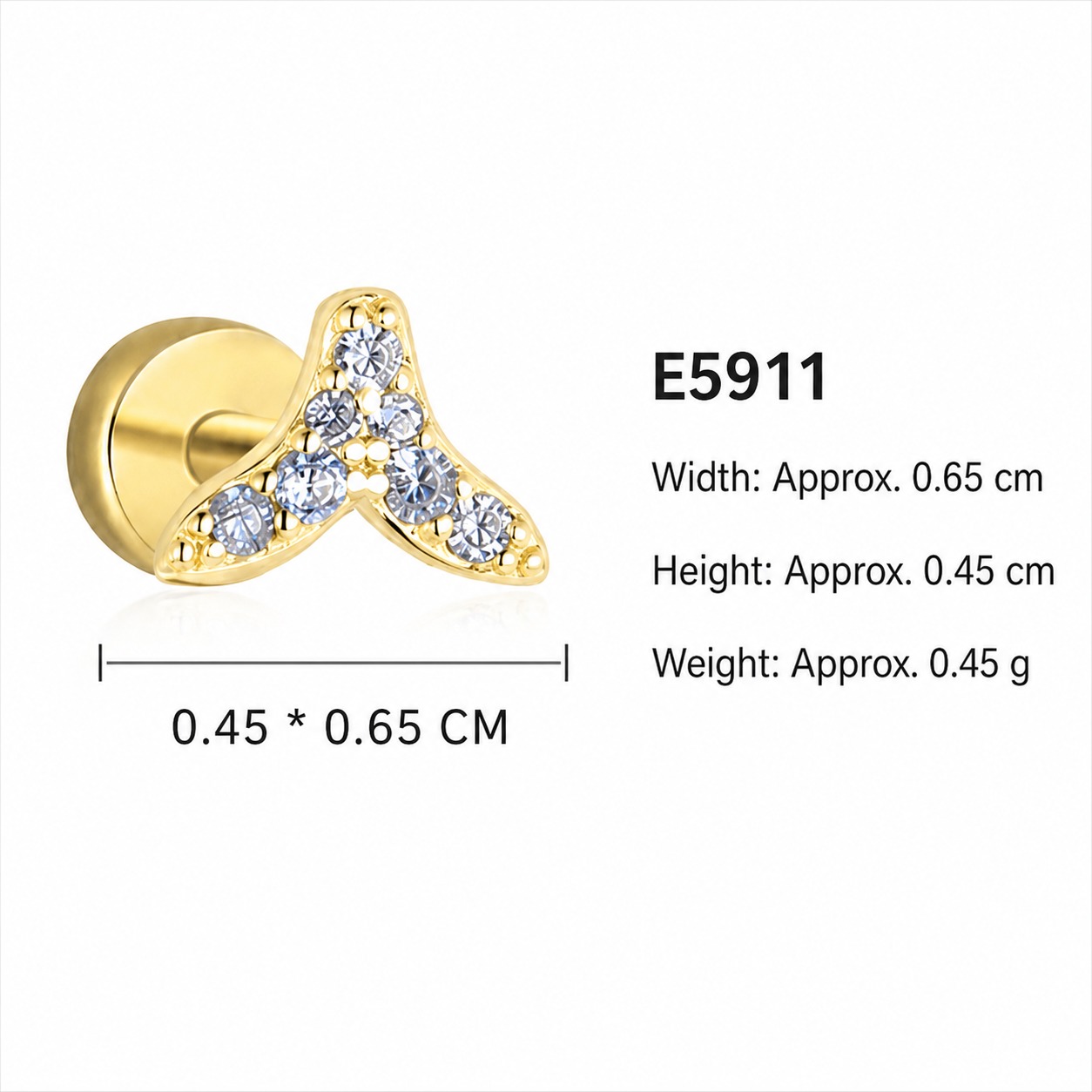 Ocean-themed Amazing Crystals. Mermaid tail shell starfish. 18K gold coating. S925 silver Earring view 4