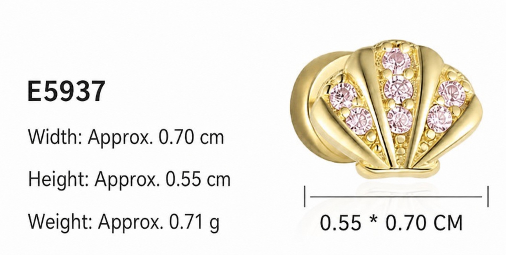 Ocean-themed Amazing Crystals. Mermaid tail shell starfish. 18K gold coating. S925 silver Earring view 5