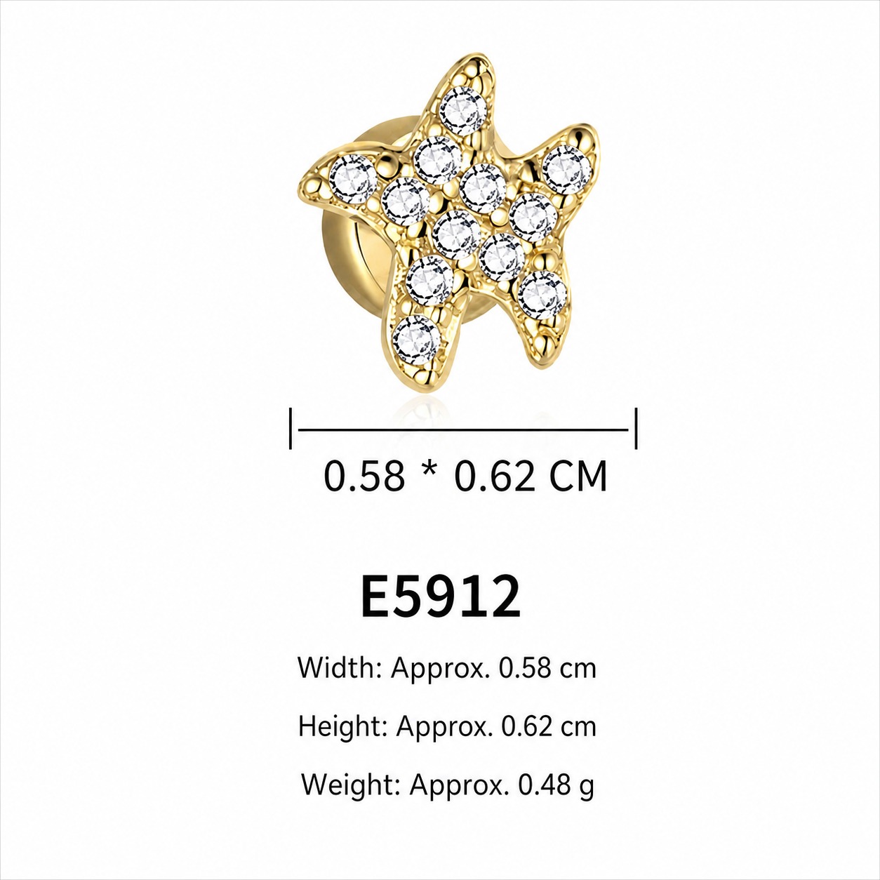 Ocean-themed Amazing Crystals. Mermaid tail shell starfish. 18K gold coating. S925 silver Earring view 6