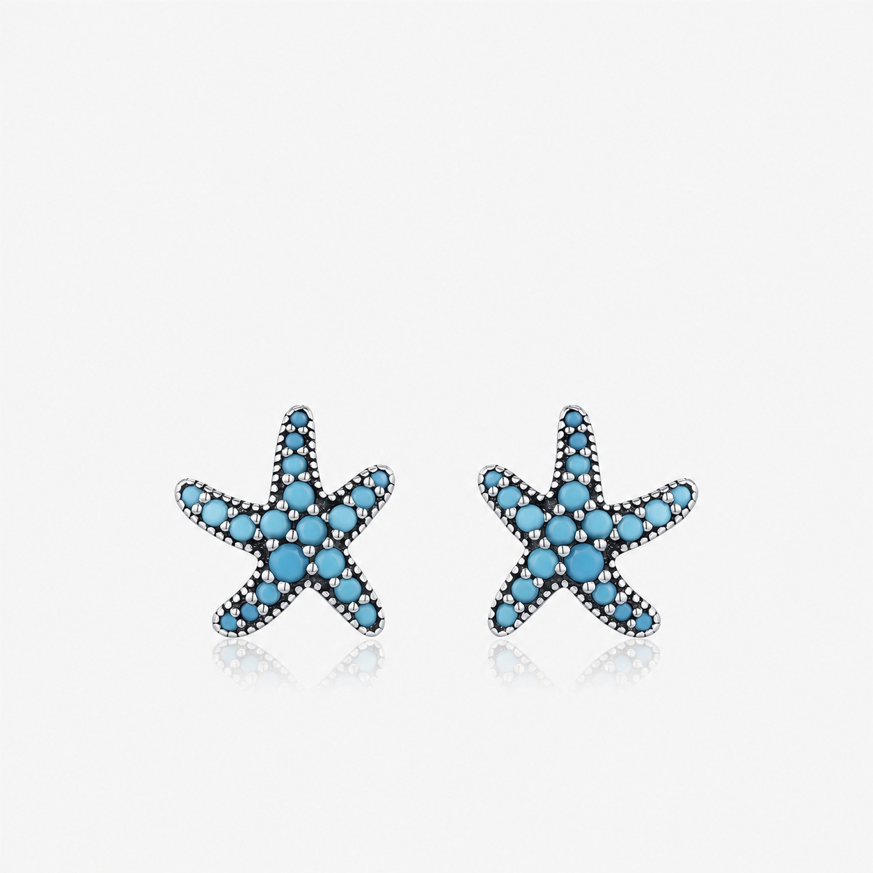 Retro Star Shaped Synthetic Turquoise 925 Sterling Silver Ocean Earrings view 2