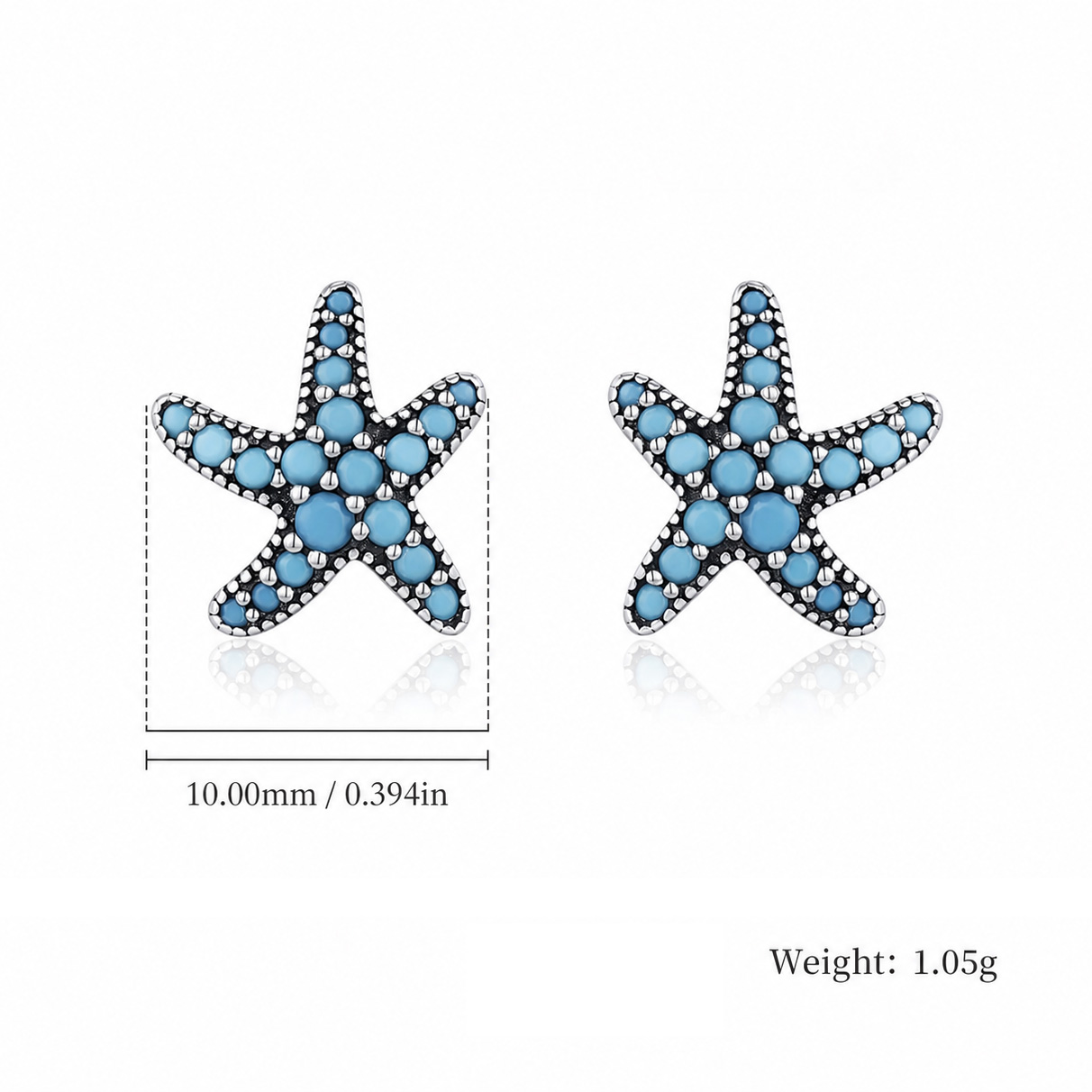Retro Star Shaped Synthetic Turquoise 925 Sterling Silver Ocean Earrings view 4