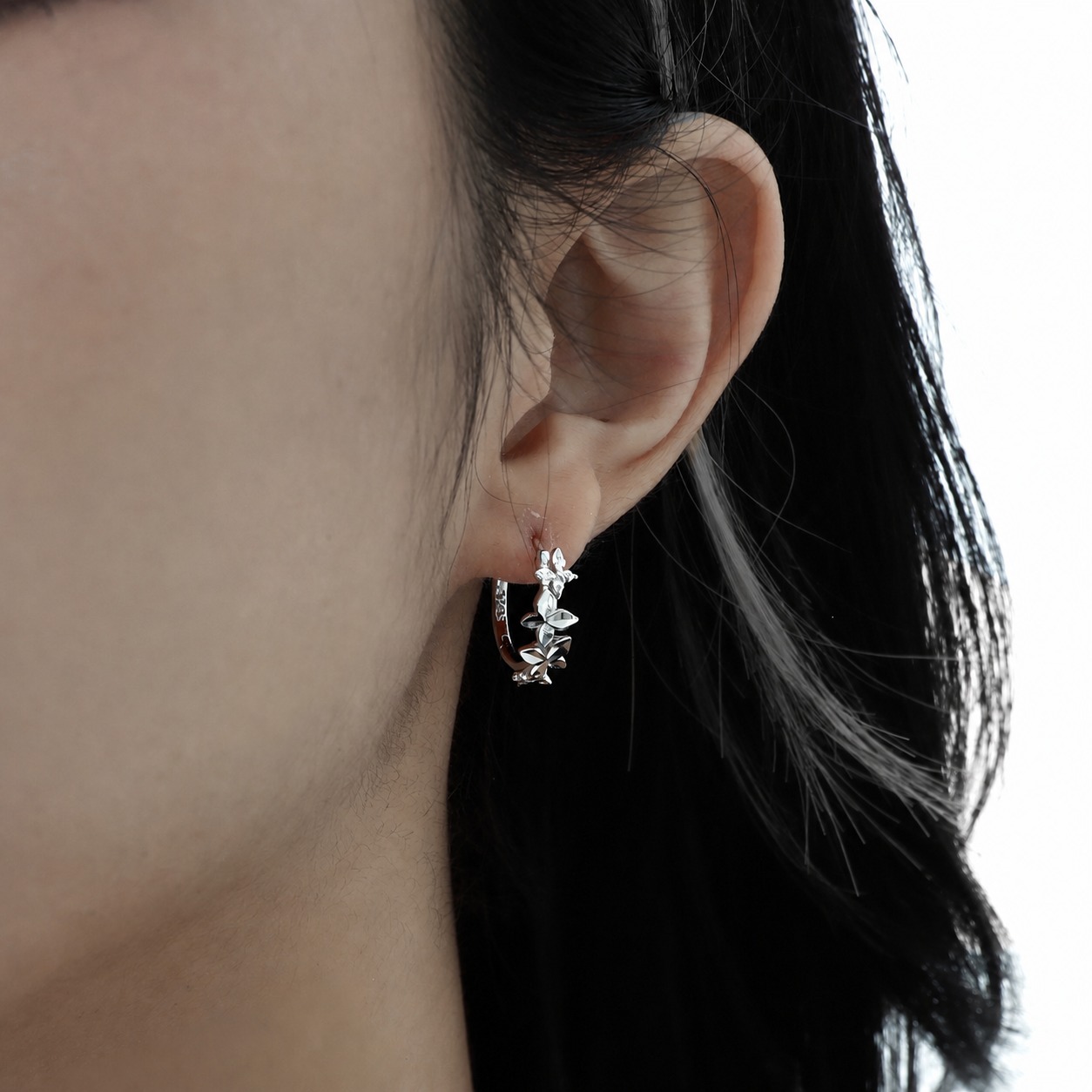 Butterfly Vine 925 Sterling Silver Women's Close to the Ear Simple and Stylish Earrings view 2