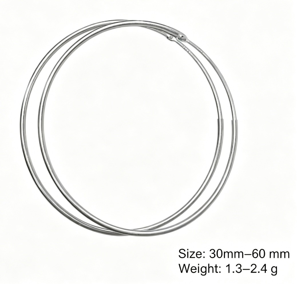 925 Sterling Silver Minimalist Large Hoop Stylish Geometric Earrings view 5