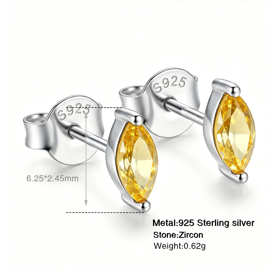 925 Sterling Silver Personalized Birthstone Earrings - Custom Women Dainty Multi Shape Amazing Crystals Stud Earring view 9