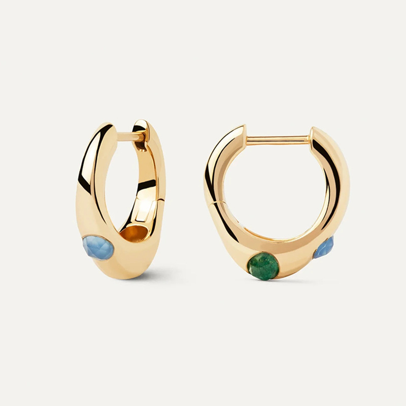 Modern Fashion Commuter Jewelry Irregular Geometric Amazing Crystals 925 Sterling Silver Hoop Earrings