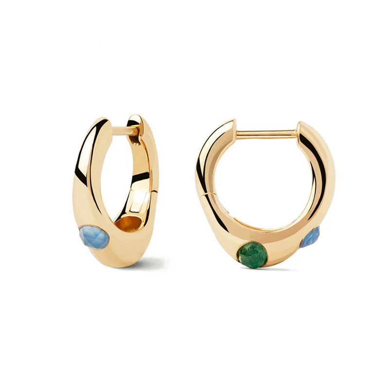 Modern Fashion Commuter Jewelry Irregular Geometric Amazing Crystals 925 Sterling Silver Hoop Earrings view 5